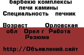 барбекю комплексы печи камины › Специальность ­ печник › Возраст ­ 32 - Орловская обл., Орел г. Работа » Резюме   
